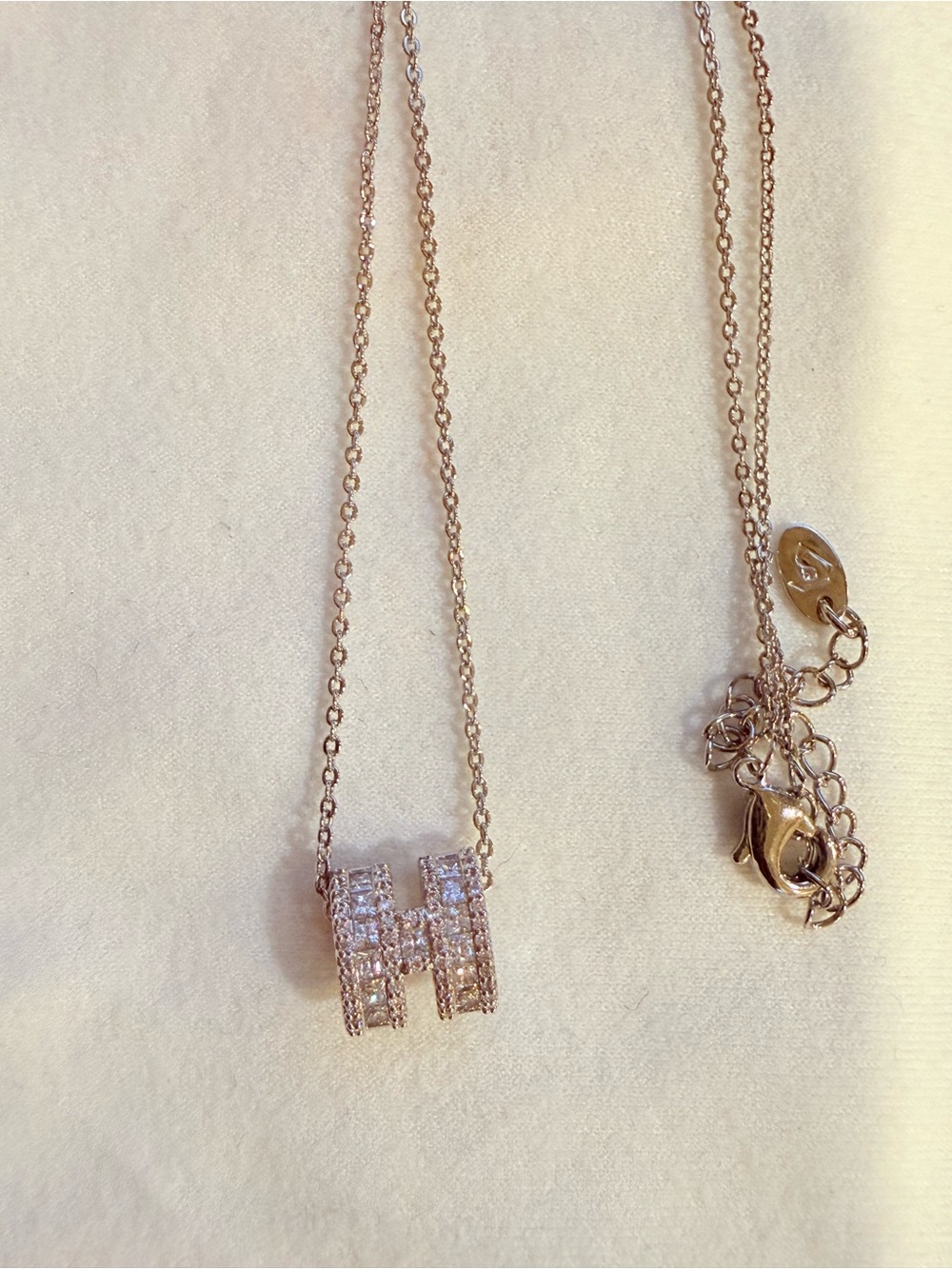 Fashion Jewelry Rose Gold Crystal Letter H Necklace nwot